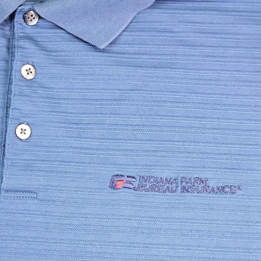Nike Tiger Woods Polo Shirt Mens 2XL Blue Golf Indiana Farm Bureau 267018-442